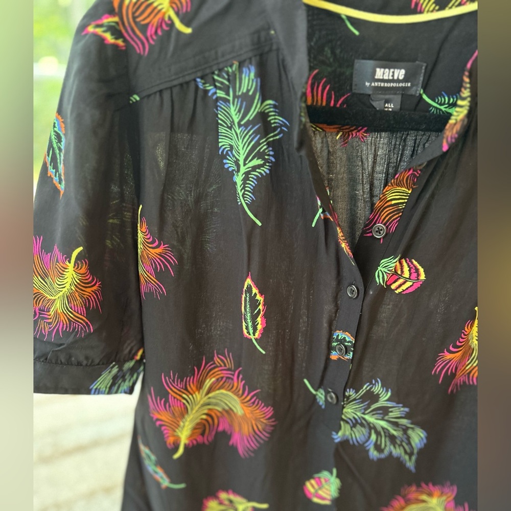 Maeve for Anthropologie button front pop-over blouse - Picture 2 of 10